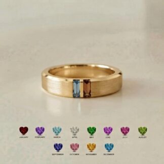 BRS070 baguette family birthstone band