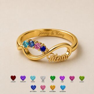 BRS117 Mom infinity ring with birthstones