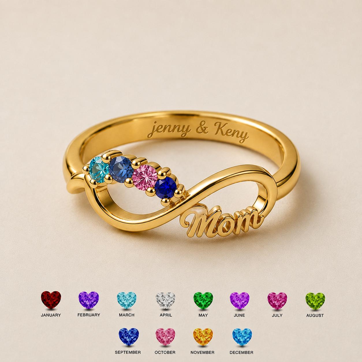 BRS117 Mom infinity ring with birthstones