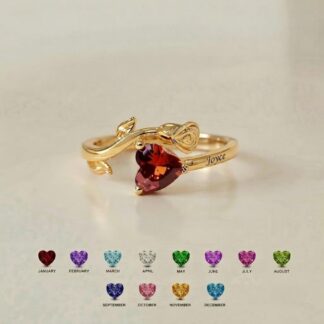 BRS122 one-name heart vine birthstone ring for Grandma