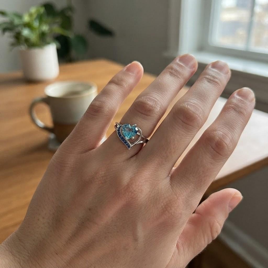 Personalized two-heart birthstone family ring