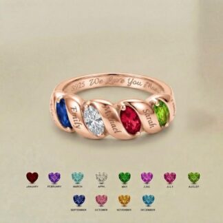 BRS115 2 to 6 name and birthstone ring