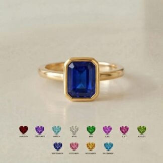 FarahBlush emerald-cut birthstone ring for grandma
