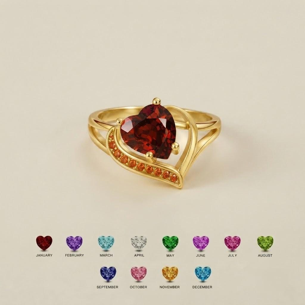BRS125 two-color-area heart ring for Grandma
