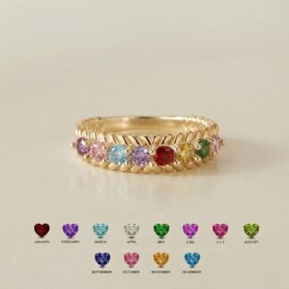 Personalized vintage multi-birthstone family ring