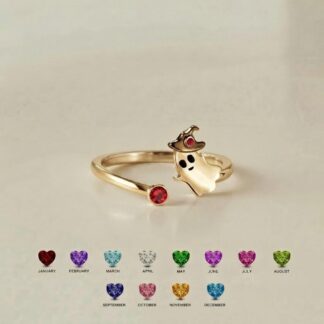 BRS170 ghost birthstone witch hat ring