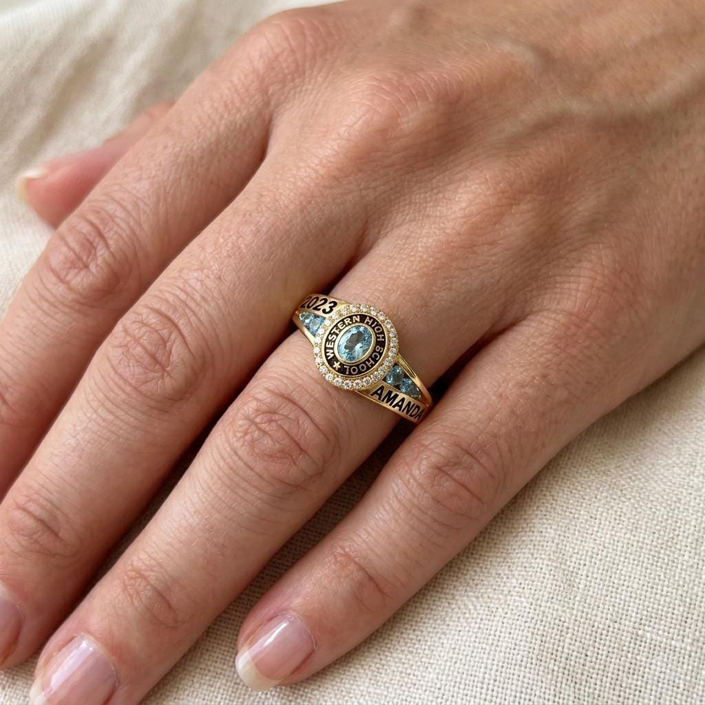 Personalized Graduation Birthstone Ring | Personalized Class Ring Keepsake for Graduates | Graduation Memory Ring Gift | BRS0